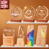 Solid wood crystal trophies, creative MEDALS, awards for outstanding employees, engraving, factory direct sales, sunflower and star anise souvenirs details Picture